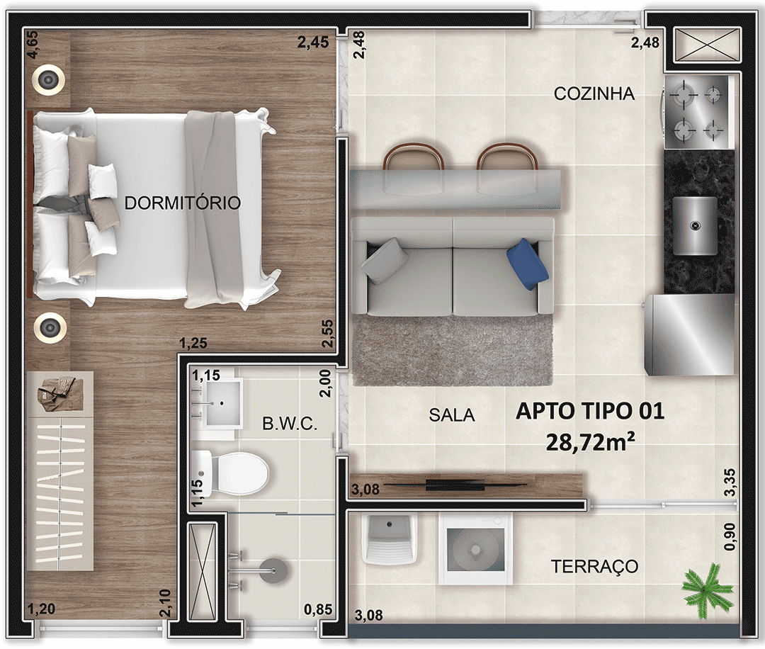 On Vila Mariana - Tipo 01 1/3 28.72M²