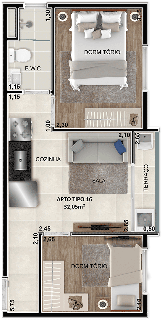 On Vila Mariana - Tipo 16 4 32.05M²